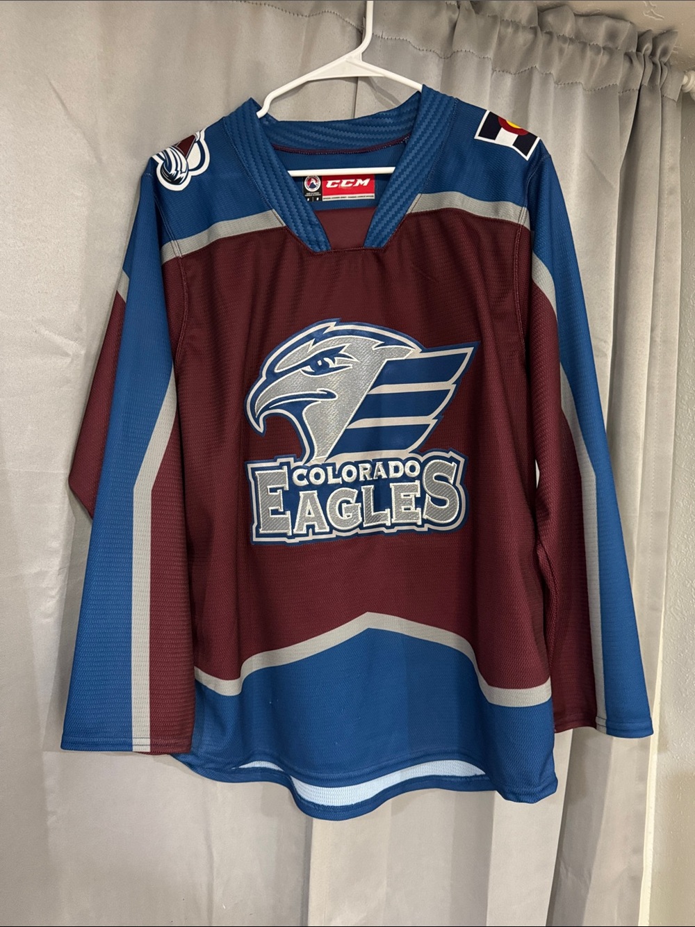 CCM Adult Colorado Eagles Burgundy & Blue Hockey Jersey